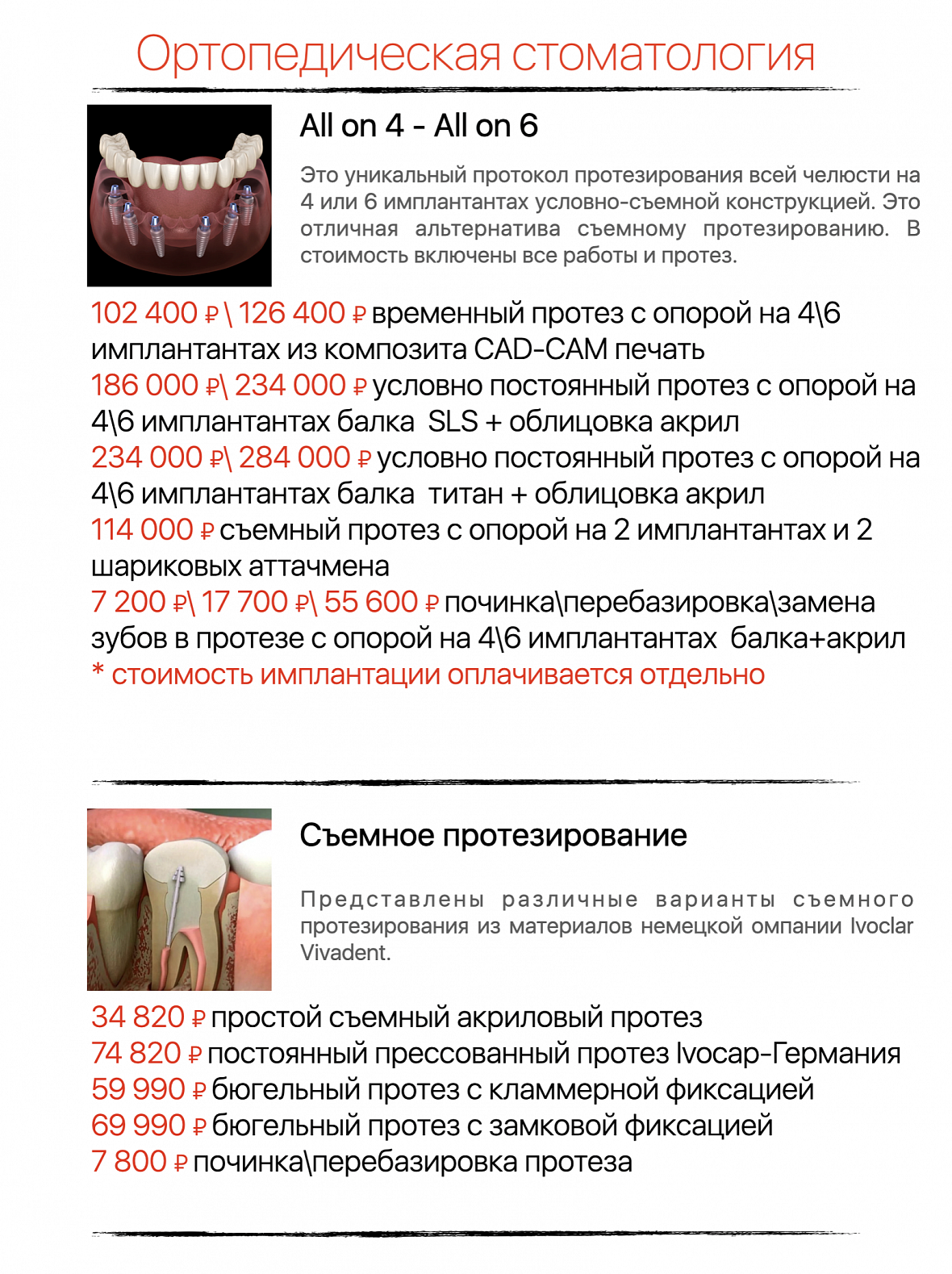 Прайс-лист стоматологических услуг